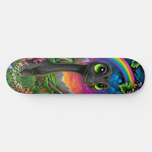 Cute Dinosaur Fantasy Mountains Cool Children Art Persoonlijk Skateboard (Horizontaal)