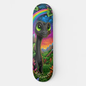 Cute Dinosaur Fantasy Mountains Cool Children Art Persoonlijk Skateboard (Voorkant)