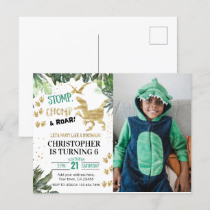 Cute Dinosaur feest Foto Verjaardag Briefkaart