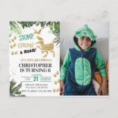 Cute Dinosaur feest Foto Verjaardag Briefkaart (Voorkant)