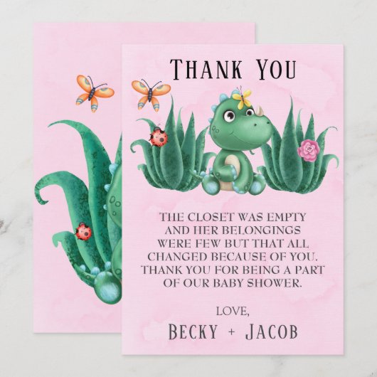 Cute Dinosaur Friends Baby shower Hartelijk dank Bedankkaart (Voorkant / Achterkant)