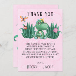 Cute Dinosaur Friends Baby shower Hartelijk dank Bedankkaart