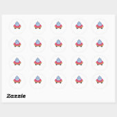 Cute dinosaur Funny Animals in Donut Roze Ronde Sticker (Vel)