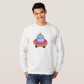 Cute dinosaur Funny Animals in Donut Roze T-shirt (Voorkant volledig)