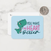 Cute Dinosaur Funny Kinder Classroom Valentijnsdag Notitiekaartje (Voorkant / Achterkant in situ)