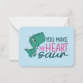 Cute Dinosaur Funny Kinder Classroom Valentijnsdag Notitiekaartje (Voorkant)