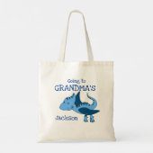 Cute Dinosaur gaat naar oma Overnight Bag  Tote Bag (Achterkant)