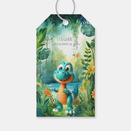 Cute Dinosaur Gift Label Cadeaulabel (Voorkant)