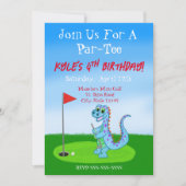 Cute Dinosaur Golf Thema 4e Verjaardag Kaart (Voorkant)