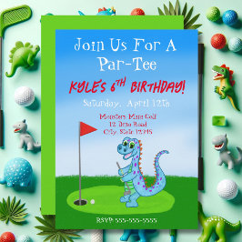 Cute Dinosaur Golf Thema 4e Verjaardag Kaart