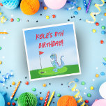 Cute Dinosaur Golf Themed Kids Birthday Napkins Servet<br><div class="desc">For a kid's birthday party invitation,  an adorable Dinosaur holding a putter on a golf course. This will be a fun party napkin that matches the invitation for children who enjoy playing golf or mini-golf!</div>