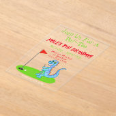 Cute Dinosaur Golf Thlek Kids Birthday Acryl Uitnodigingen (Laagn)