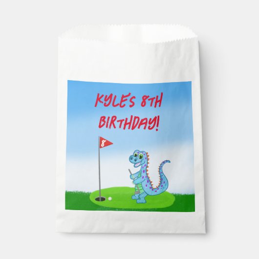 Cute Dinosaur Golf Thlek Kids Birthday Bedankzakje (Voorkant)