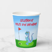 Cute Dinosaur Golf Thlek Kids Birthday Papieren Bekers (Achterkant)