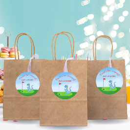 Cute Dinosaur Golf Thlek Kids Birthday Ronde Sticker