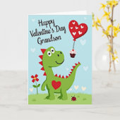 Cute Dinosaur Grandson Valentines Card Kaart (Gele Bloem)
