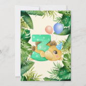 Cute Dinosaur Green Leaves 3rd Birthday Party Kaart (Achterkant)