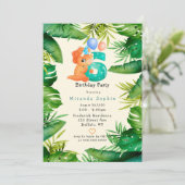 Cute Dinosaur Green Leaves 6e verjaardag Kaart (Staand voorkant)