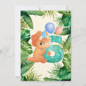 Cute Dinosaur Green Leaves 6e verjaardag Kaart (Achterkant)