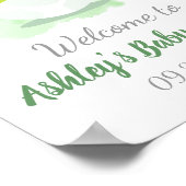 Cute Dinosaur Green Waterverf Baby shower Welcome Poster (Hoek)