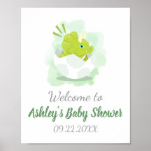 Cute Dinosaur Green Waterverf Baby shower Welcome