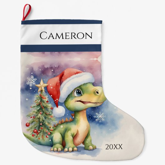 Cute Dinosaur Grote Kerstsok (Voorkant)