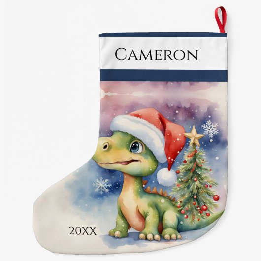 Cute Dinosaur Grote Kerstsok (Achterkant)