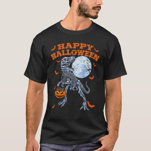 Cute Dinosaur Halloween Costume with Retro Pumpkin T-shirt (Voorkant)