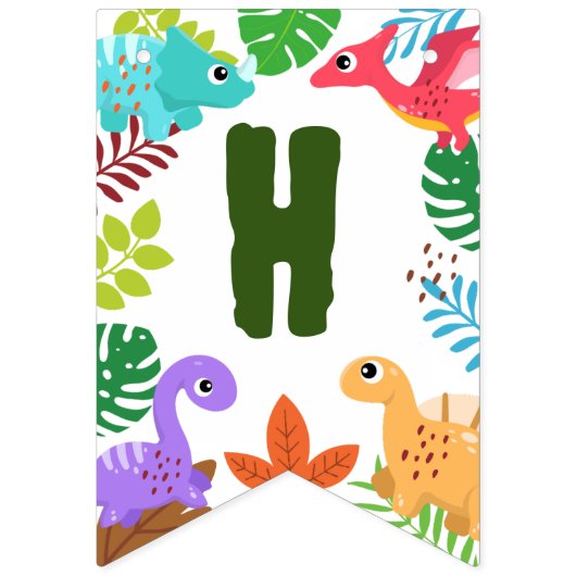 Cute Dinosaur Happy-verjaardagscadeur Vlaggetjes (Tweede vlag)