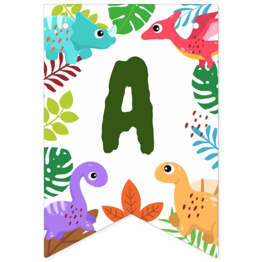 Cute Dinosaur Happy-verjaardagscadeur Vlaggetjes (Derde vlag)