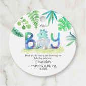 Cute Dinosaur 'Het is een jongen'-Baby shower Bedankjes Labels (Voorkant)