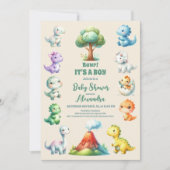 Cute Dinosaur 'Het is een jongen'-Baby shower Kaart (Voorkant)
