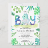 Cute Dinosaur 'Het is een jongen'-Baby shower Kaart (Voorkant)