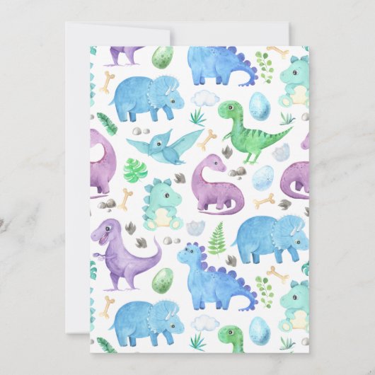 Cute Dinosaur 'Het is een jongen'-Baby shower Kaart (Achterkant)