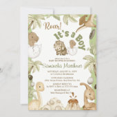 Cute Dinosaur 'Het is een jongen'-Baby shower Kaart (Voorkant)