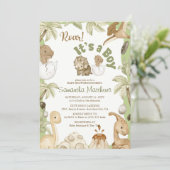 Cute Dinosaur 'Het is een jongen'-Baby shower Kaart (Staand voorkant)