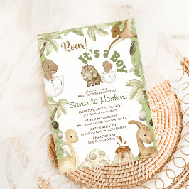 Cute Dinosaur 'Het is een jongen'-Baby shower Kaart