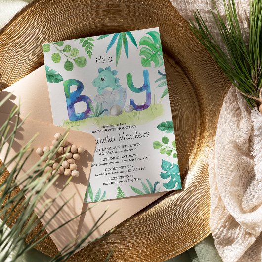 Cute Dinosaur 'Het is een jongen'-Baby shower Kaart