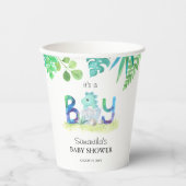 Cute Dinosaur 'Het is een jongen'-Baby shower Papieren Bekers (Voorkant)