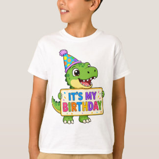 Cute Dinosaur Het is mijn verjaardag Kids T-Shirt