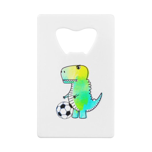 Cute Dinosaur houdt van Waterverf Creditkaart Flessenopener (Achterkant)