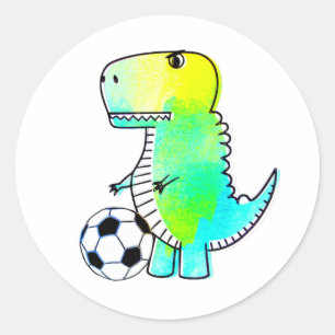 Cute Dinosaur houdt van Waterverf Ronde Sticker
