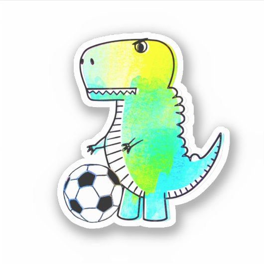Cute Dinosaur houdt van Waterverf Sticker (Voorkant)