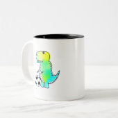 Cute Dinosaur houdt van Waterverf Tweekleurige Koffiemok (Voorkant links)