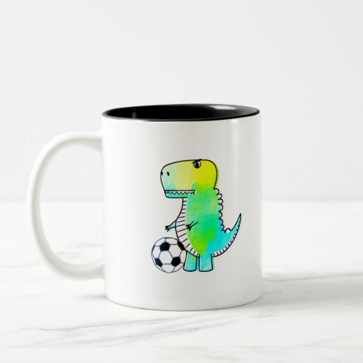 Cute Dinosaur houdt van Waterverf Tweekleurige Koffiemok (Links)
