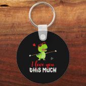 Cute Dinosaur I Love You This Much Valentines Day  Sleutelhanger (Voorkant)