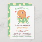 Cute Dinosaur in Egg Rawr in zijn Baby shower van Kaart (Voorkant / Achterkant)