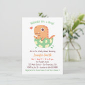 Cute Dinosaur in Egg Rawr in zijn Baby shower van Kaart (Staand voorkant)