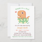 Cute Dinosaur in Egg Rawr in zijn Baby shower van  Kaart (Voorkant)