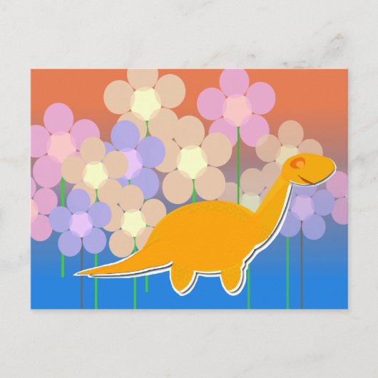 Cute Dinosaur in Flower Field Briefkaart (Voorkant)